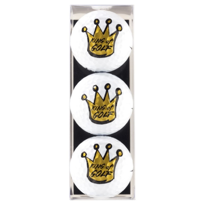 Pack de tres bolas de golf con motivo King of Golf
