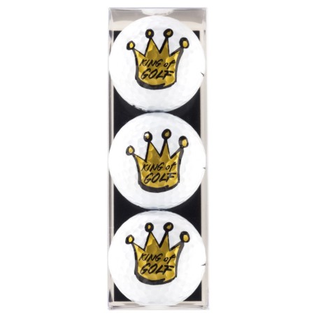 Pack de tres bolas de golf con motivo King of Golf