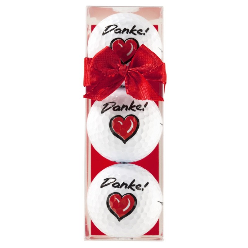 Pack de tres bolas de golf con motivo Danke!